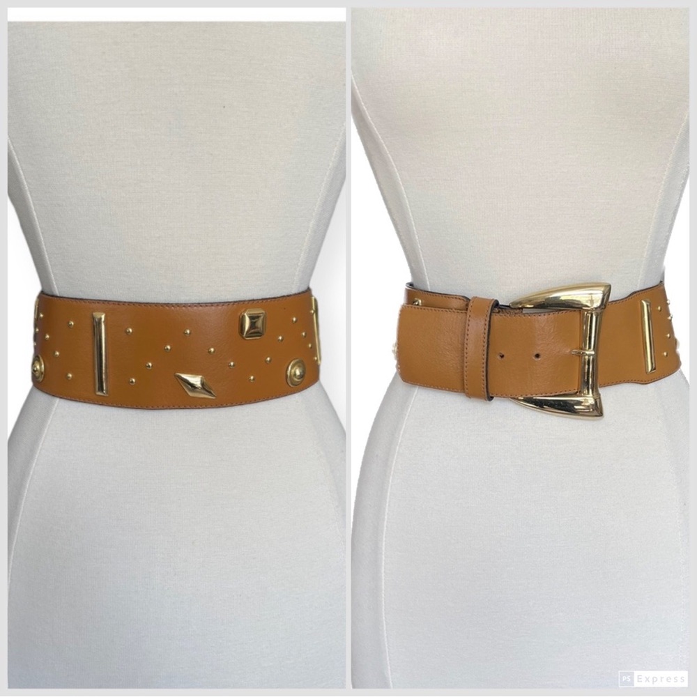 Vintage Leather Tan Gold Belt The limited Small Medium
